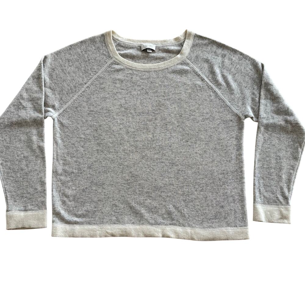 Kinross Cashmere Neutrals Pullover Sweater Contrast Trim Size Large